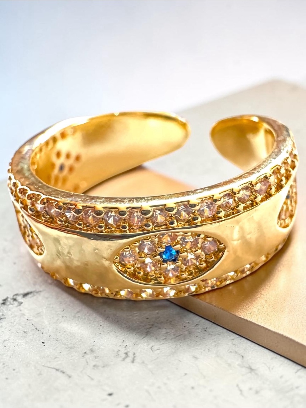 🍄5/$20. Evil Eye Gold-Plated Band Ring. New. - Picture 4 of 7
